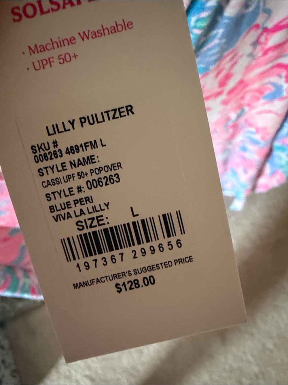 Lilly Pulitzer Women’s Floral Hooded Pullover Sweatshirt - Pink & Blue - Picture 5 of 5